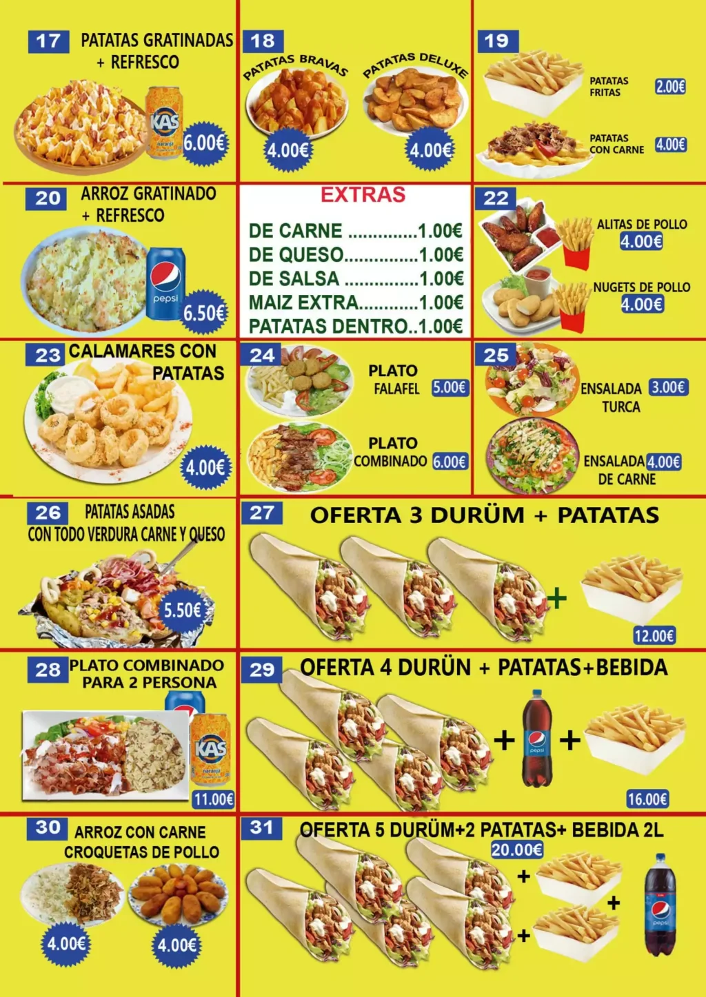 Carta alemania y turco kebab