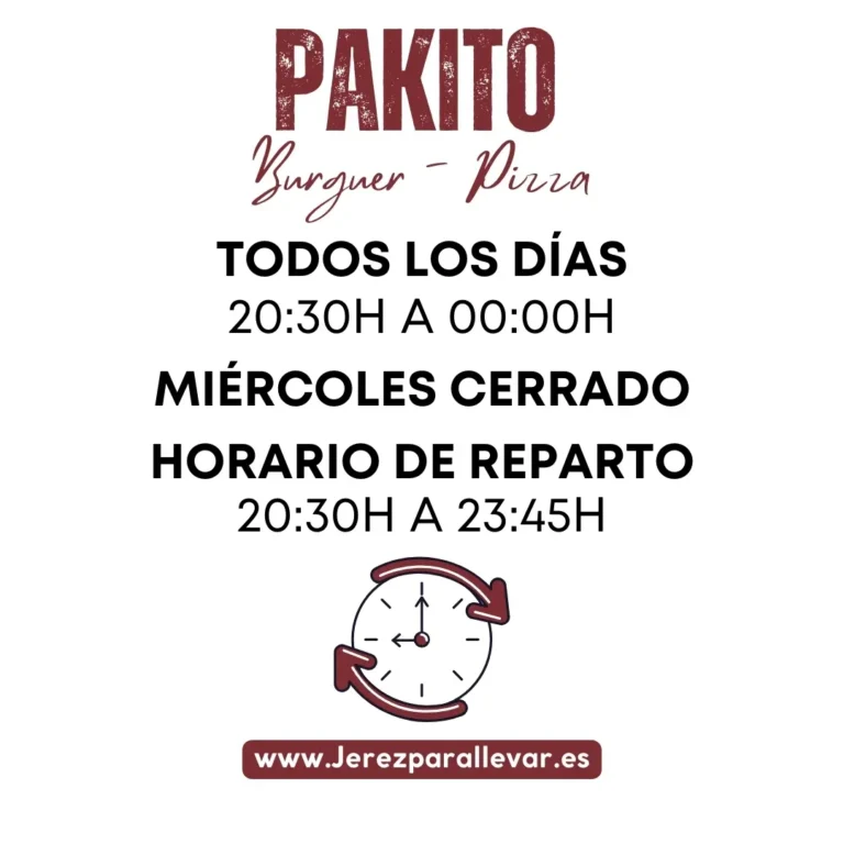 Horario de pakito burguer en Jerez de la Frontera